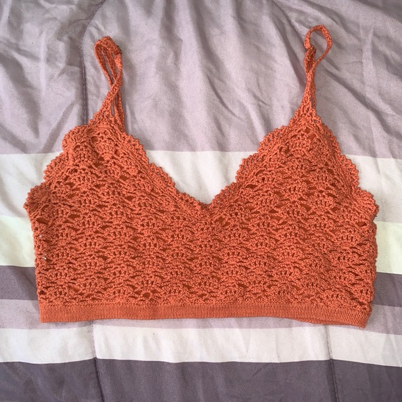 Forever 21 Tops - 🌸2/$25🌸 Forever 21 Apricot Crochet Crop Top 🧡